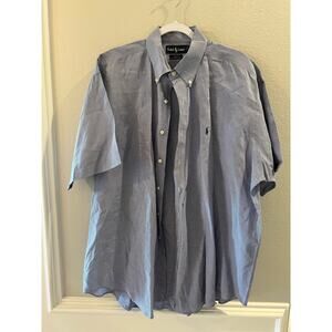Ralph Lauren Shirt XL Blake Short Sleeve Button Down Blue Check Blue Pony